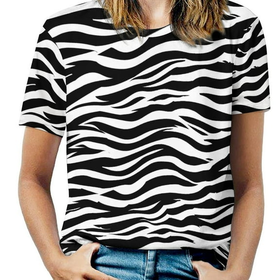 Animal Print Patterns Women's Short Sleeve T-Shirt Crew Neck Casual Summer Trendy Loose Fit Tops