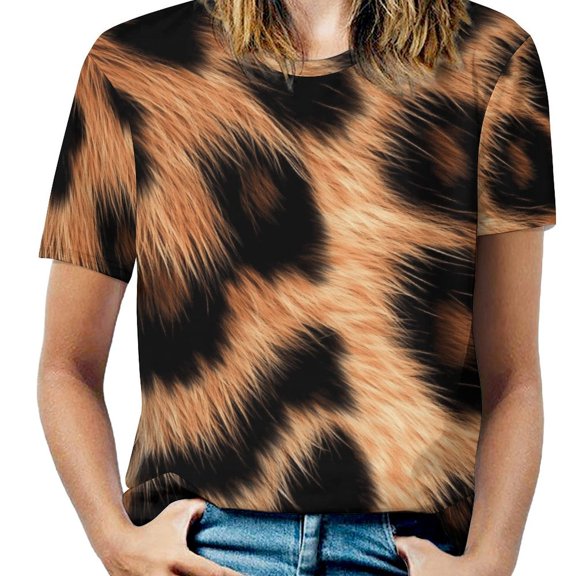 Animal Print Patterns Women's Short Sleeve Tops Casual Blouses T Shirt