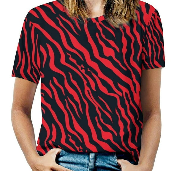 Animal Print Patterns Women's Short Sleeve Tops Casual Blouses T Shirt