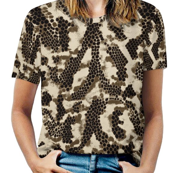 Animal Print Patterns Women's Short Sleeve Tops Casual Blouses T Shirt