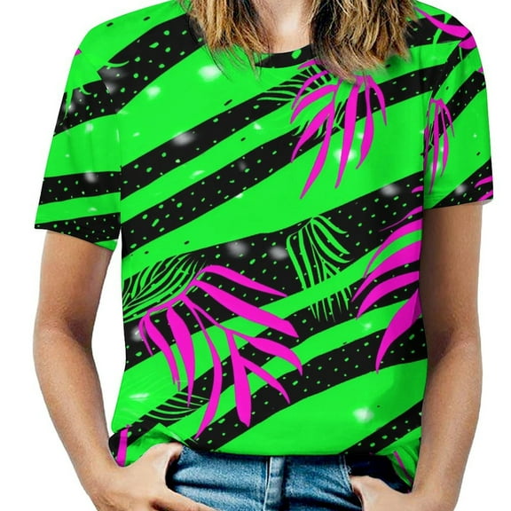 Animal Print Patterns Women's Short Sleeve Tops Casual Blouses T Shirt