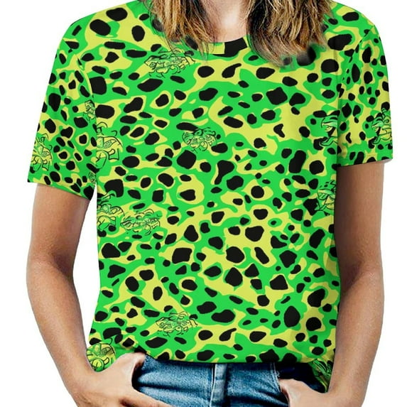Animal Print Patterns Women's Short Sleeve Tops Casual Blouses T Shirt