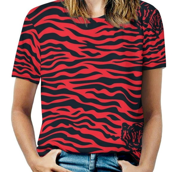 Animal Print Patterns Women's Short Sleeve Tops Casual Blouses T Shirt