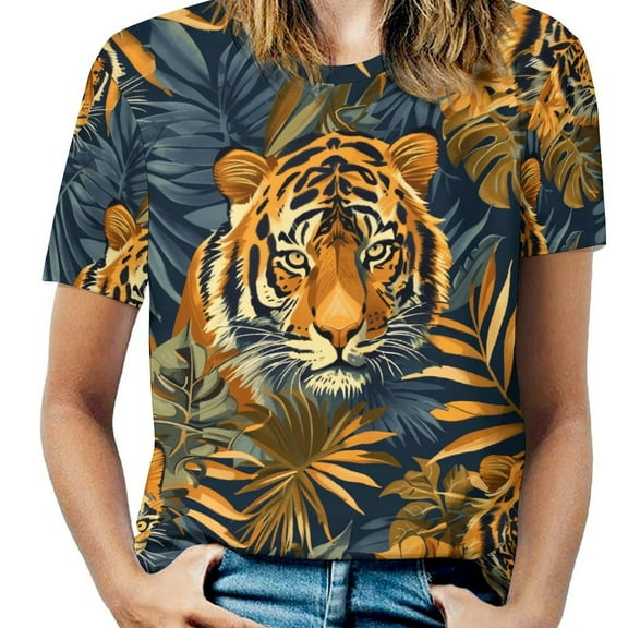 Animal Print Patterns Women's Short Sleeve Tops Casual Blouses T Shirt