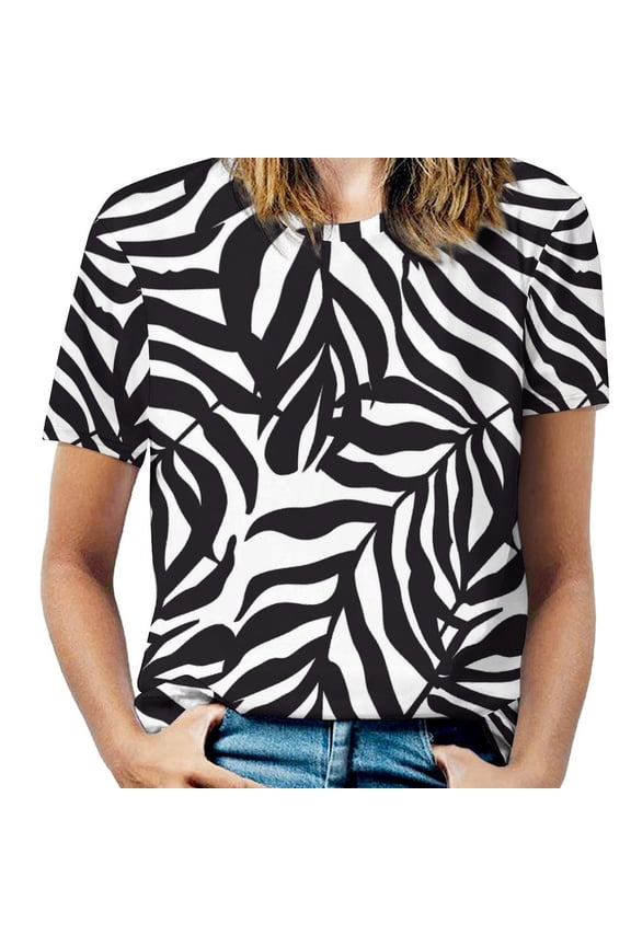 Animal Print Patterns Women's T-Shirt Short Sleeve T Shirts Tops Tee Ladies Loose T