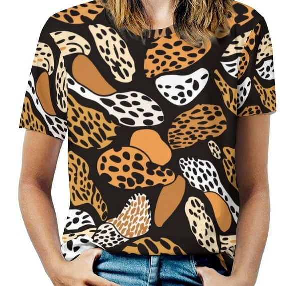 Animal Print Patterns Women's T-Shirt Short Sleeve T Shirts Tops Tee Ladies Loose T