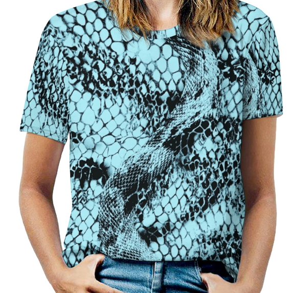 Animal Print Patterns Women's T-Shirt Short Sleeve T Shirts Tops Tee Ladies Loose T