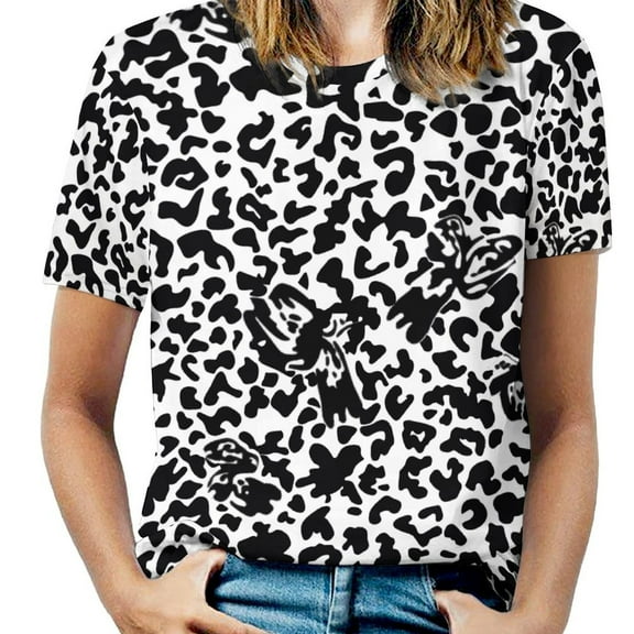 Animal Print Patterns Women's T-Shirt Short Sleeve T Shirts Tops Tee Ladies Loose T
