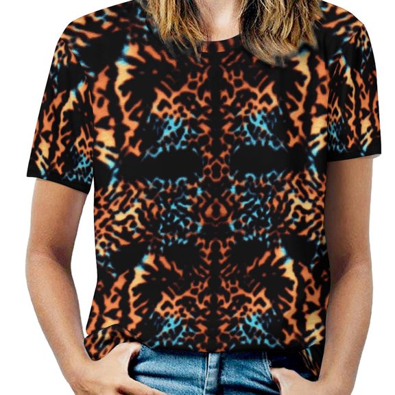 Animal Print Patterns Women's T-Shirt Short Sleeve T Shirts Tops Tee Ladies Loose T