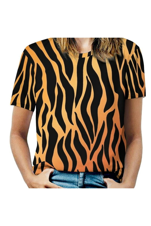 Animal Print Patterns Women's T-Shirt Short Sleeve T Shirts Tops Tee Ladies Loose T
