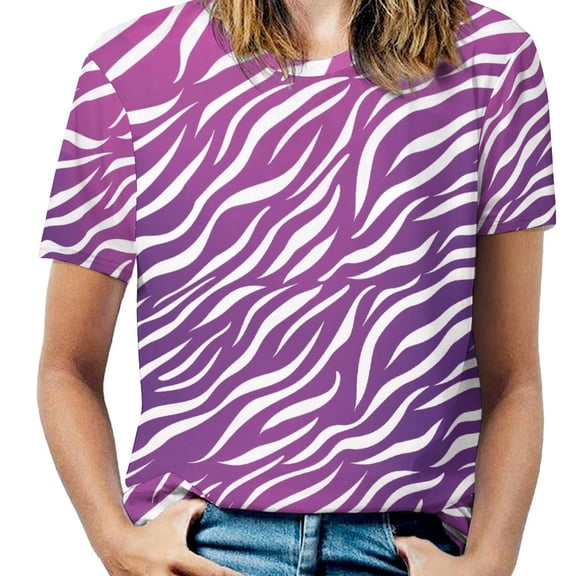 Animal Print Patterns Womens Tops Women's Fashion Casual Short Sleeve Flower Print Round Neck Pullover Top Blouse