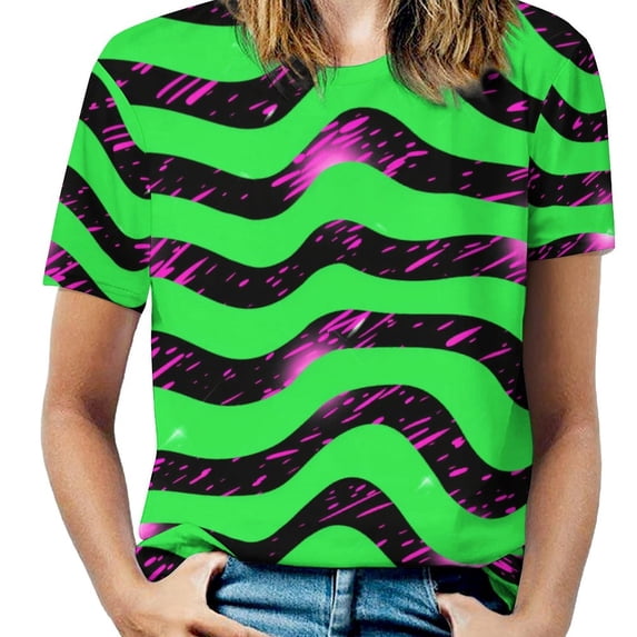 Animal Print Patterns Womens Tops Women's Fashion Casual Short Sleeve Flower Print Round Neck Pullover Top Blouse