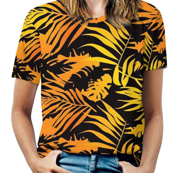 Animal Print Patterns Womens Tops Women's Fashion Casual Short Sleeve Flower Print Round Neck Pullover Top Blouse