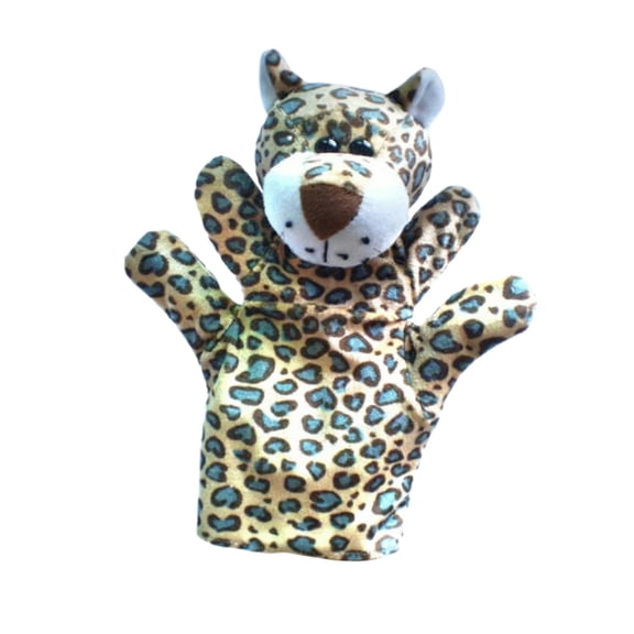Animal Print Plush Hand Puppet, Valentines Stuffed Animal For, Open Mouth Design, Interactive Storytelling, Play Set, Spotted Big Cat, 11 In, 1 Pc