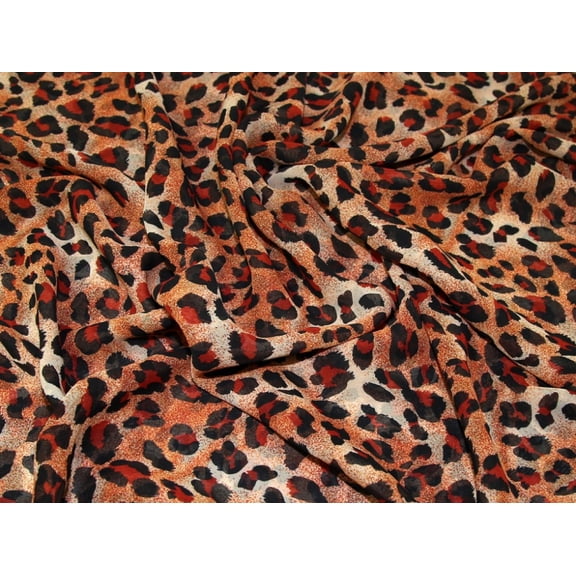 Animal Print Polyester Chiffon Dress Fabric Ginger - per yard
