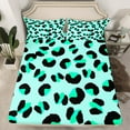 thumbnail image 1 of Animal Print Queen Fitted Sheet Leopard Print Sheets, African Safari Wildlife Bed Sheets Teal Black Bed Cover, Cheetah Bed Set Luxury Bedroom Decor Teens Adults (Deep Pocket), 1 of 4