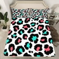 thumbnail image 1 of Animal Print Queen Sheets Leopard Print Bed Sheets, African Safari Wildlife Fitted Sheet Teal Pink Bed Set, Cheetah Bedding Luxurious Room Decoratives 3pcs (Deep Pocket), 1 of 4