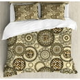 thumbnail image 1 of Animal Print Queen Size Duvet Cover Set, African Safari Pattern with Cheetah Skin Print Animal Theme in Neutral Colors, Decorative 3 Piece Bedding Set with 2 Pillow Shams, Brown Beige, by Ambesonne, 1 of 3