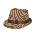 thumbnail image 1 of Animal Print Ribbon Band Fedora Straw Hat, 1 of 4