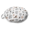 thumbnail image 1 of Animal Print Round Floor Cushion with Handle, Geometric Fauna Zebra Camel Giraffe Bear Deer Design, Decorative Pillow for Living Room & Dorms, 18" Round, Multicolor, by Ambesonne, 1 of 4