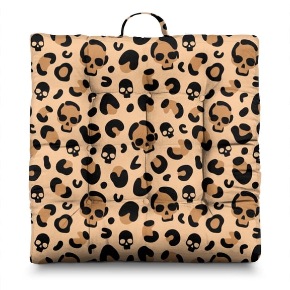 Animal Print Seat Cushion&nbsp;– 22x22 Inch Large Floor Pillow, Dutch Velvet, Mix Leopard & Cheetah Spots (Zoo-Inspired Pattern for Eclectic Spaces)