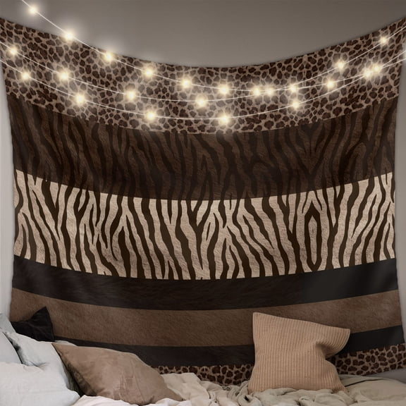 Animal Print Small Tapestry for Bedroom Wall Hanging Tapestry,Abstract Leopard Zebra Skin Texture Brown Ceiling Backdrop Tapestries Poster Blanket Wall Decor for Teens Room Living Room Dorm 23" x 28"