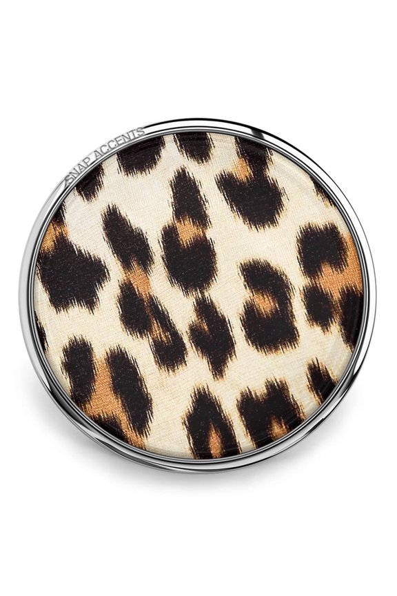 Snap Jewelry 18MM Leopard Animal Print Ginger Charm Button in Brown