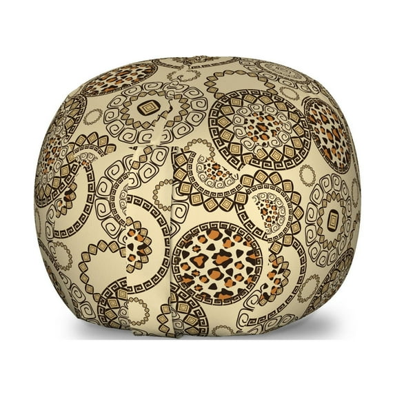 Animal Print Storage Toy Bag Chair, Safari Pattern Cheetah Skin Print Fauna Theme in Neutral Colors, Stuffed Animal Organizer Washable Bag, Small Size, Brown Beige, by Ambesonne