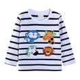 thumbnail image 1 of Animal Print Striped Toddler T-Shirt, Long Sleeve Crew Neck Breathable Shirt for Girls Boys Fall Casual, 1 of 1