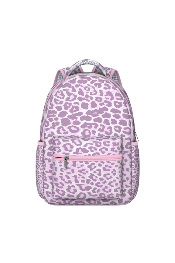 Animal Print Students Backpack Leopard Cheetah Pattern with Glitter Texture Fashionable School Bag for Students