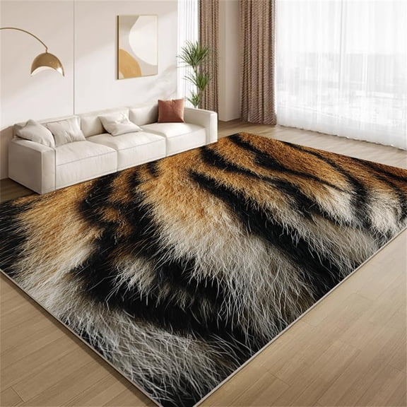 Animal Print Tiger Stripe Area Rugs, Abstract Wildlife Carpet, Washable Non Slip Low Pile Soft Rug for Bedroom Entryway Decor Mat 2ftx3ft
