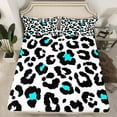 thumbnail image 1 of Animal Print Twin Fitted Sheet Cheetah Print Sheets, Leopard Bed Sheets Africa Safari Wildlife Bed Cover, Black White Blue Bed Set for All Seasons Breathable (Deep Pocket), 1 of 4