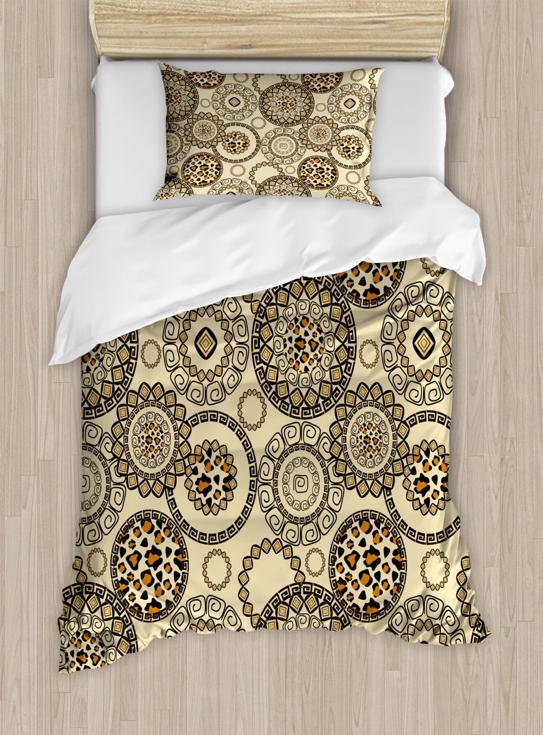 Animal Print Beige and Brown Twin Duvet Cover Set