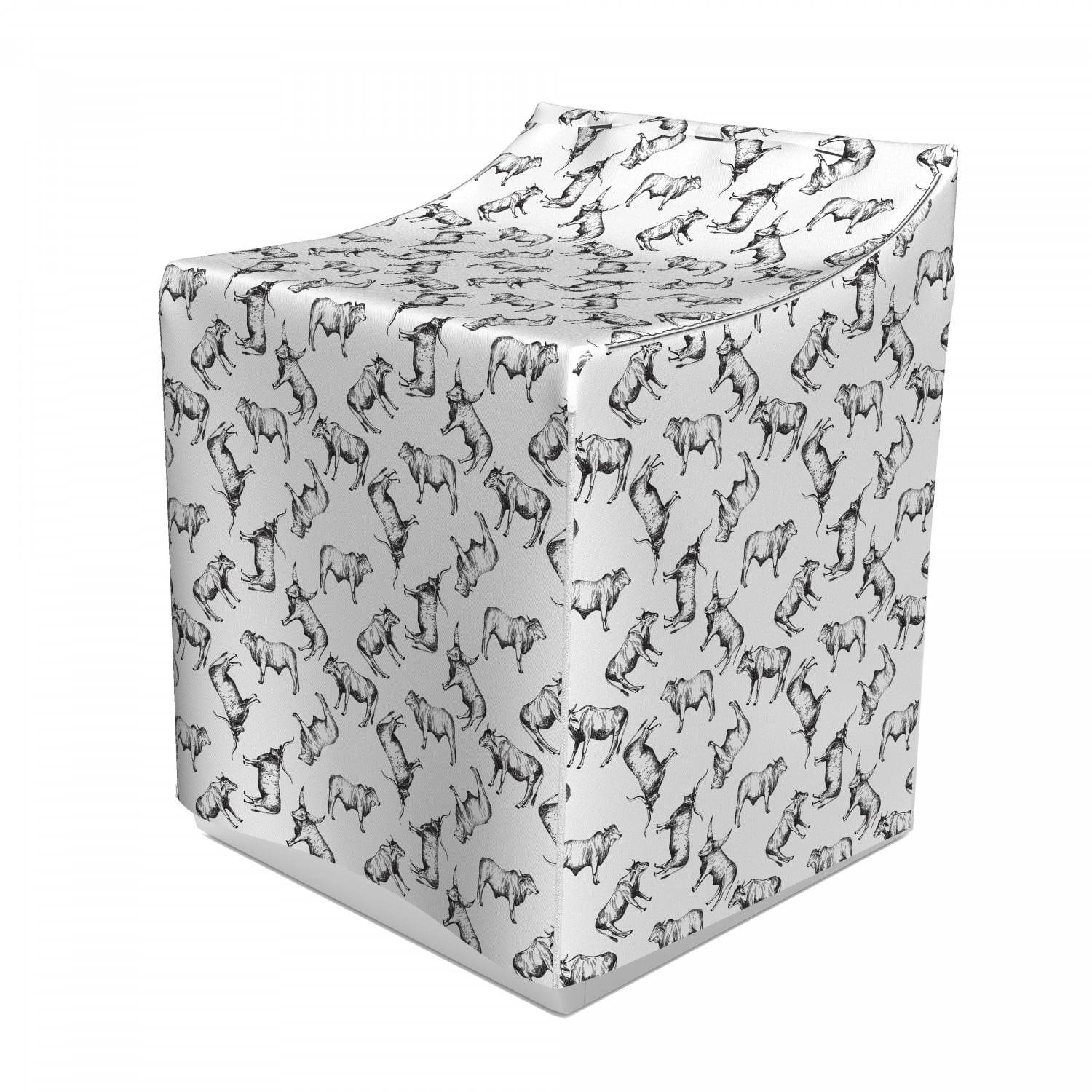 Animal Print Washer Cover, Simplistic Monochrome Sketch Drawing Pattern