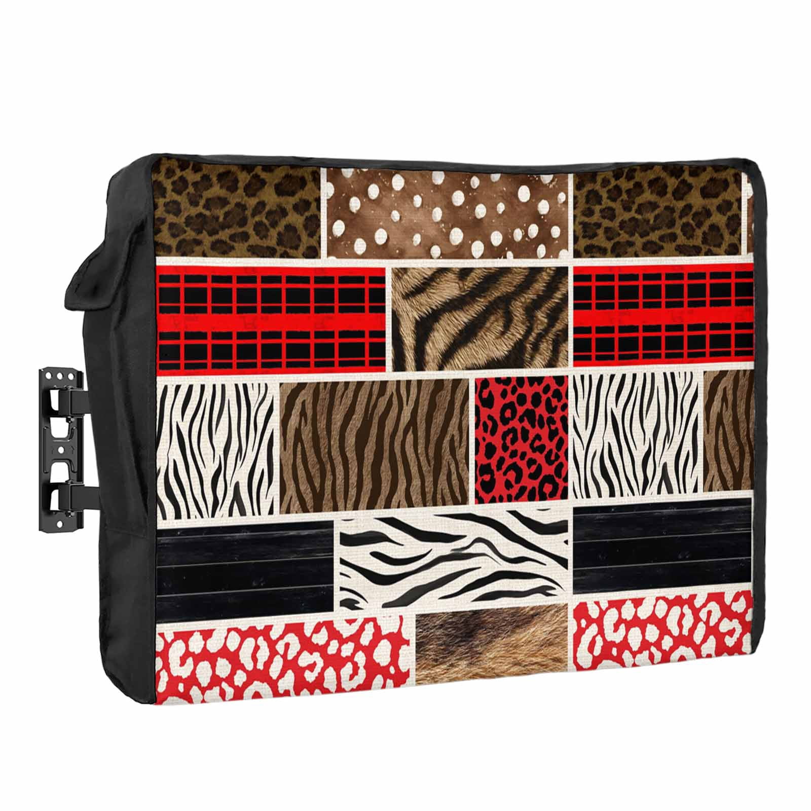 Animal Print Waterproof Outdoor TV Cover, Art Rustic Red Leopard Zebra ...