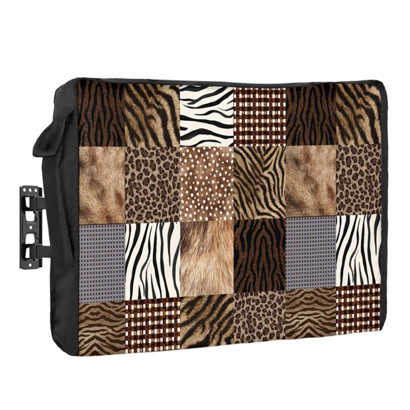 Animal Print Waterproof Outdoor TV Cover, Rustic Leopard Zebra Tiger Stripes Plaid Outside Weatherproof TV Enclosures for 36 to 39 Inch LCD Television Shield Flat Screen Protectors