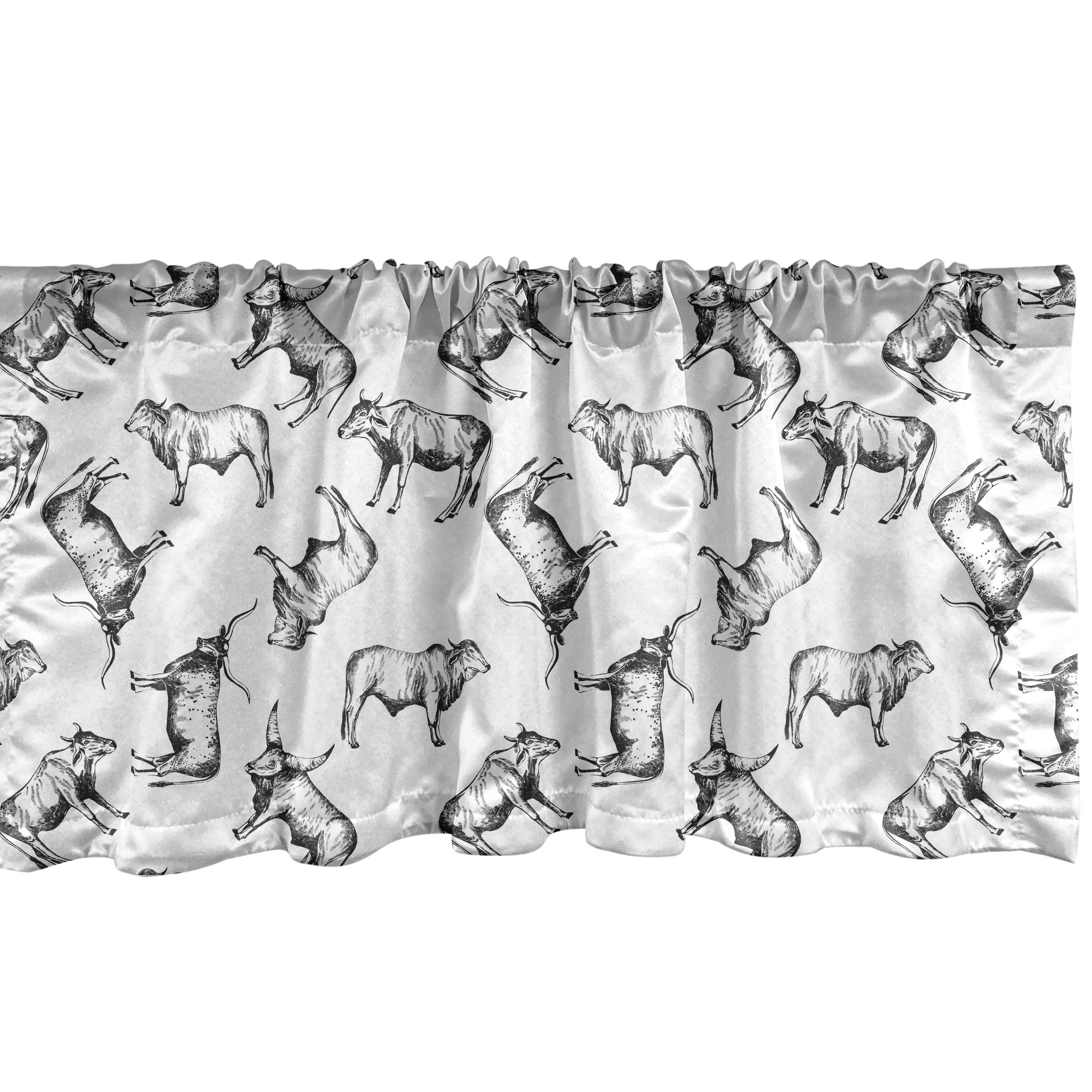 Animal Print Window Valance, Simplistic Monochrome Sketch Drawing