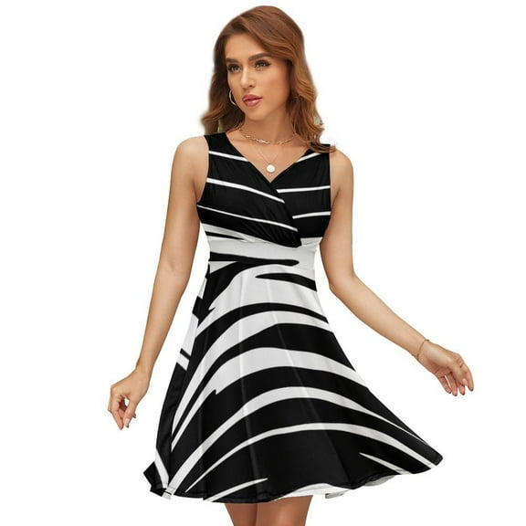 Animal Print Zebra Dress Summer Street Style Dresses Female Sleeveless Printed Sundress