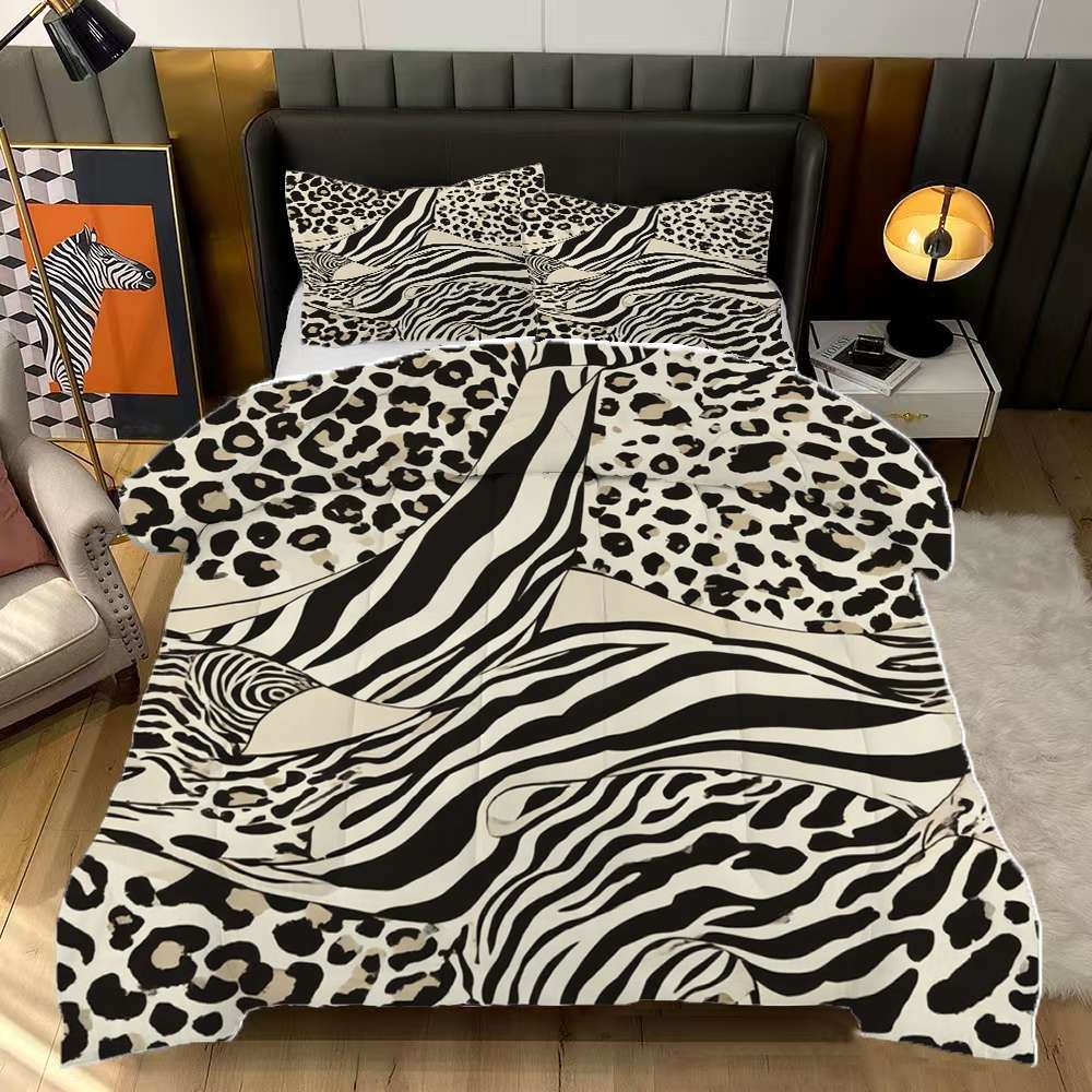 Animal Print Zebra Leopard Comforter Set Queen Size Bedding Set For ...