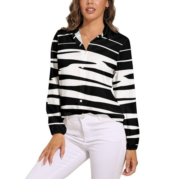 Animal Print Zebra Long Sleeve Blouse Woman Streetwear Casual Shirts Summer Oversize Woman Streetwear Clothing Birthday Present