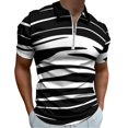 thumbnail image 1 of Animal Print Zebra Men Zipper T-shirt Summer Casual Short Sleeve T-shirt Top, 1 of 7