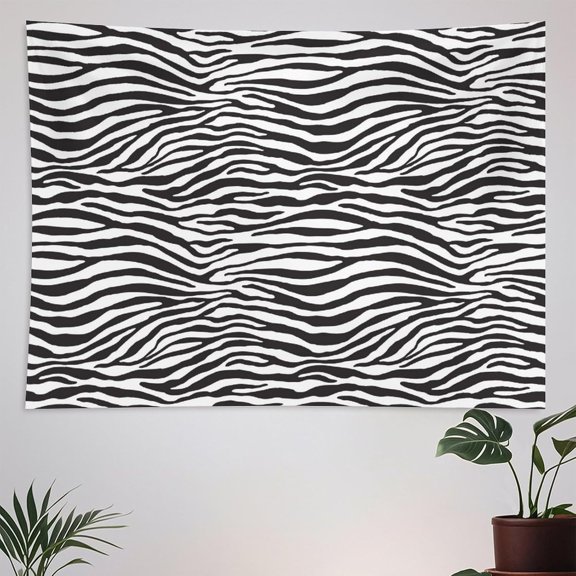 Animal Print Zebra Pattern Wall Tapestry Black White Striped Wildlife Decor 40 x 60 Inches