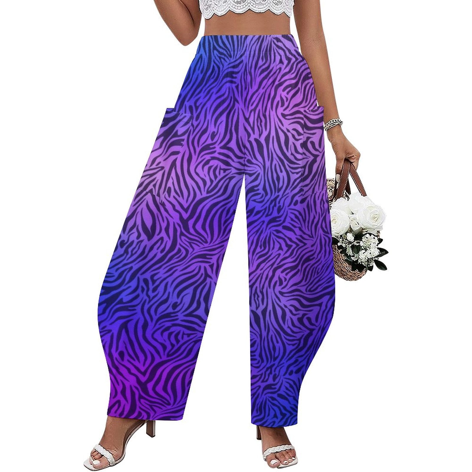 Vivo Basic Crepe Pants - Dusty Pink Animal Print