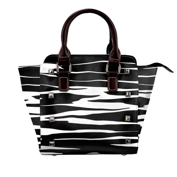 Animal Print Zebra Rivet Fashion One-Shoulder Women's Handbag Tote Bag