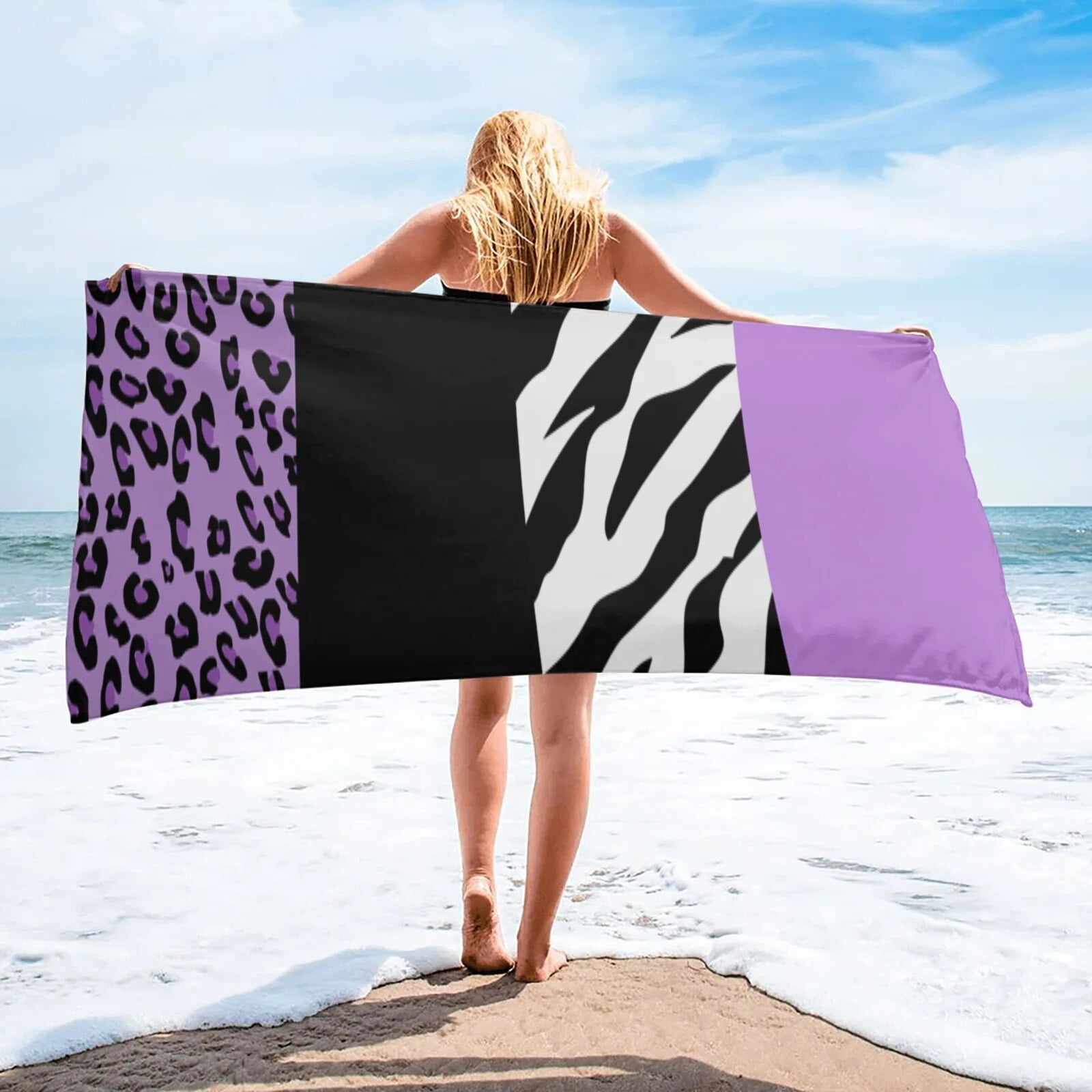 Animal Print Zebra Stripes Leopard Spots Bath Towel Swimming Bath