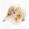 thumbnail image 1 of Animal Printed Baseball Hat, Adjustable Casual Sun Hat for Women, Cute Dog Sunflower Floral Cap for Daily Use, Travel, Yellow, 1 of 6