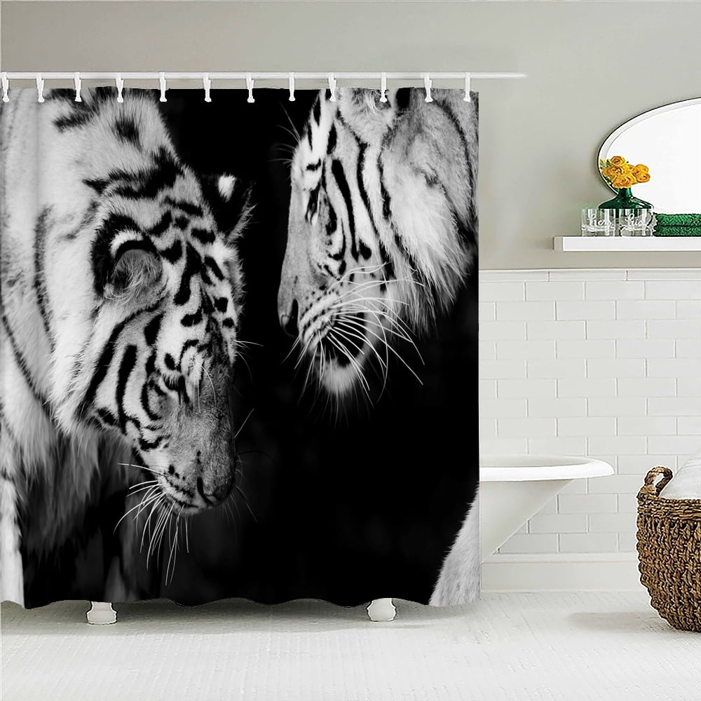 Animal Printing Fabric Bathroom Curtains Lion Tiger Elephant leopard ...