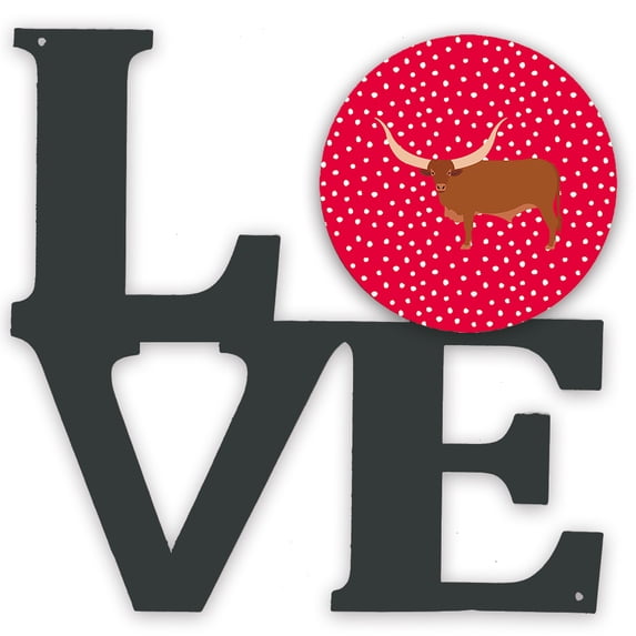 Caroline's Treasures CK5250WALV Ankole-Watusu Cow Love Metal Wall Artwork LOVE, Red, 12X12, multicolor