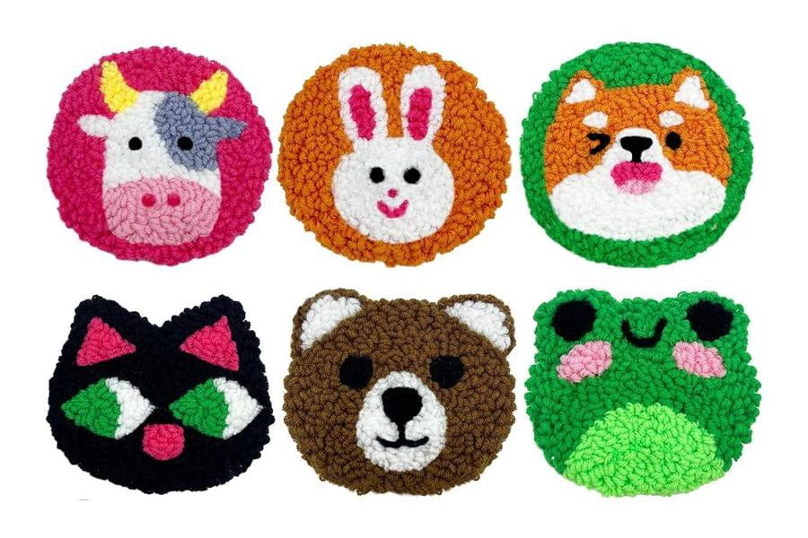 Animal Punch Needle Coasters Kit,6-pattern punch needle Needle Coasters Kit ,Punch Art for Beginners,Suitable for Home Decoration