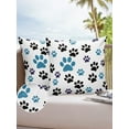 thumbnail image 1 of Animal Puppy Dog Footprint Outdoor Pillow Covers Waterproof Throw Pillow Cover 18x18in Set of 2,Square Decorative Pillowcases Cushion Case for Patio Sofa Couch,Blue Purple Black Paw on White, 1 of 7